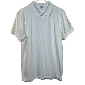 J Crew Large White Collared Pullover Pique Polo Casual Size Large EUC #0481-LA